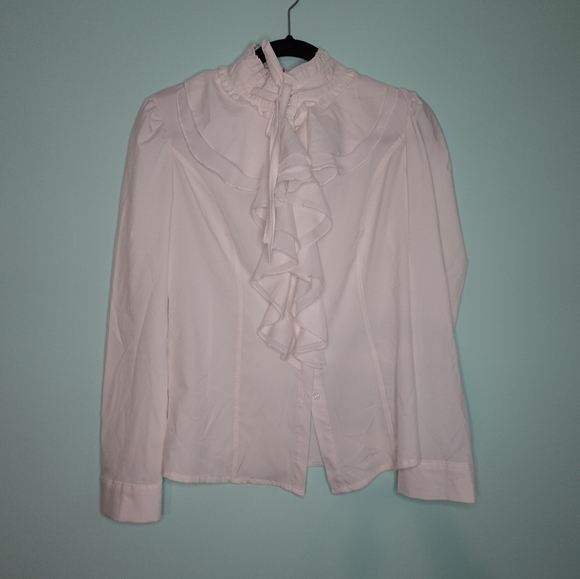 White Ribbon Ruffle Shirt - Picture 2 of 5